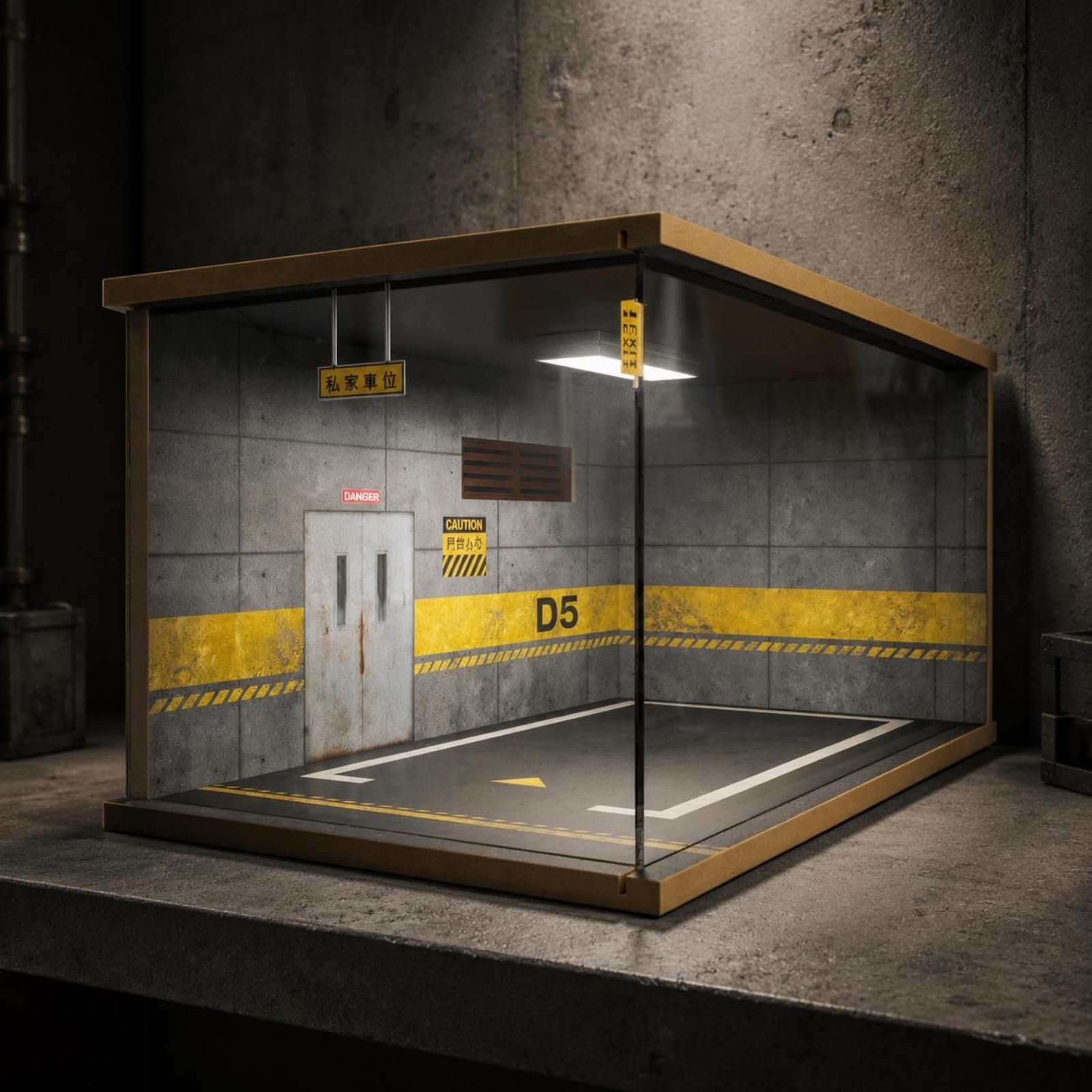 F Fityle Vitrina Expositora Garaje en Miniatura con Estructura Paneles Acrílico con Iluminación Led para Coleccionistas Escala 1 24 Acuada para Exhibición en Hogar, Style to 5