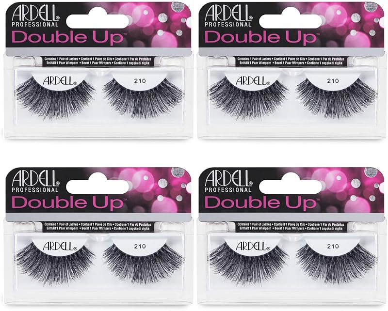 Cílios Postiços Ardell Double Up 210 com Faixa Preta, 4 Pares