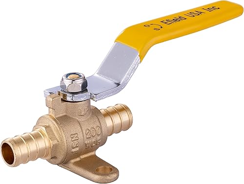 EFIELD Válvula de bola de cierre de puerto completo de latón Pex de 12 pulgada con oreja de caída