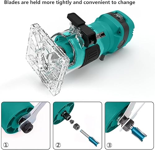 Miniatura 5 de Dobetter Herramienta de enrutador de madera, enrutador compacto con 6 brocas de enrutador de madera, pinzas de 14" y adaptador de 0.315in0.500in