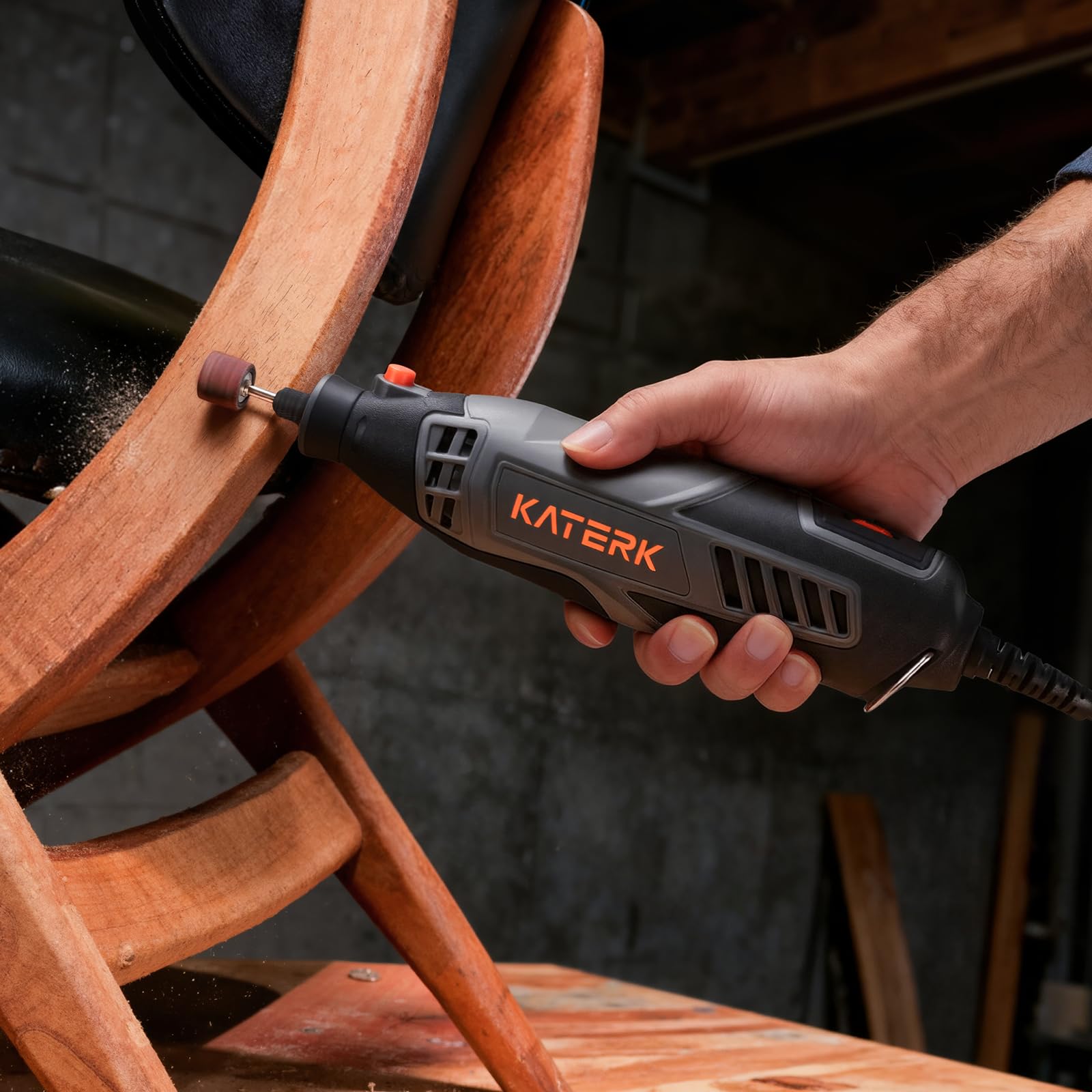 Katerk Utensile Multifunzione Rotativo 160W, Kit di Utensili Rotanti a Velocità Variabile con Albero Flessibile, 35000 PRM, Kit di Accessori da 155 Pezzi, per Rettifica, Incisione, lucidatura, Pulizia