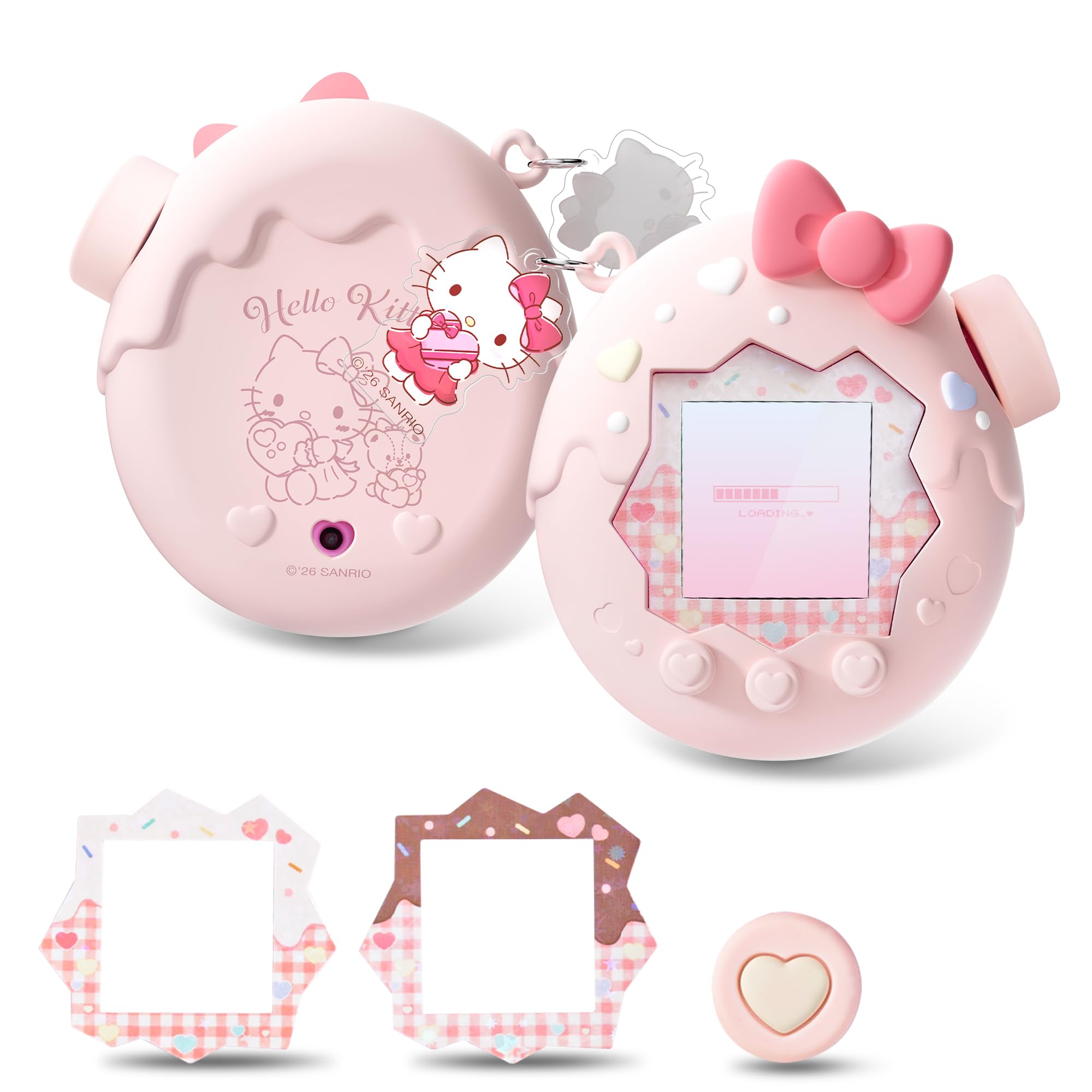 Kuitmor Sweetheart Chocolate Silicone Case Compatible with Tamagotchi Paradise, Soft Protective Cover with Candy Heart Pattern, Anti-Scratch & Shockproof Skin for Virtual Pet Device - Pink
