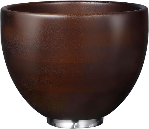 Premium Walnut Wood Mixing Bowl Compatible with KitchenAid 4.5 & 5 QT Tilt-Head Models – Natural True Walnut Wooden Bowl with Stainless Steel Locking Base | 5QT