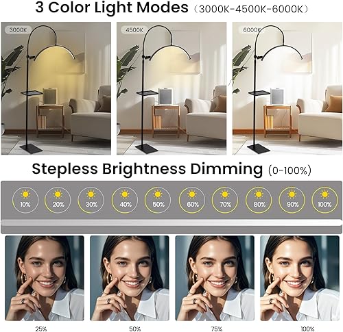 Miniatura 3 de Luz de pestañas para tecnología de pestañas, lámpara de pie LED de media luna para esteticista, tatuadores, tecnología de uñas, cuidado de la piel,