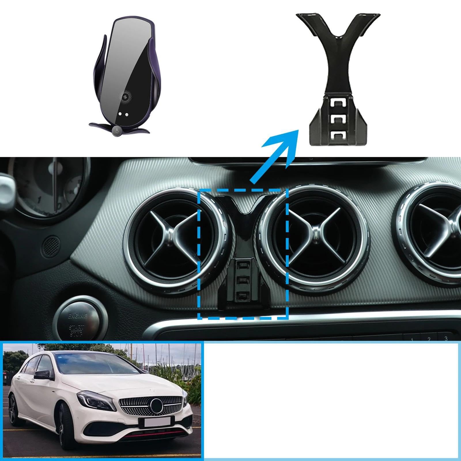 Soporte Móvil Coche para Mercedes-Benz Clase A A45 AMG W176 2013-2018, Soporte para teléfono móvil para Coche Soporte para GPS Soporte de navegación