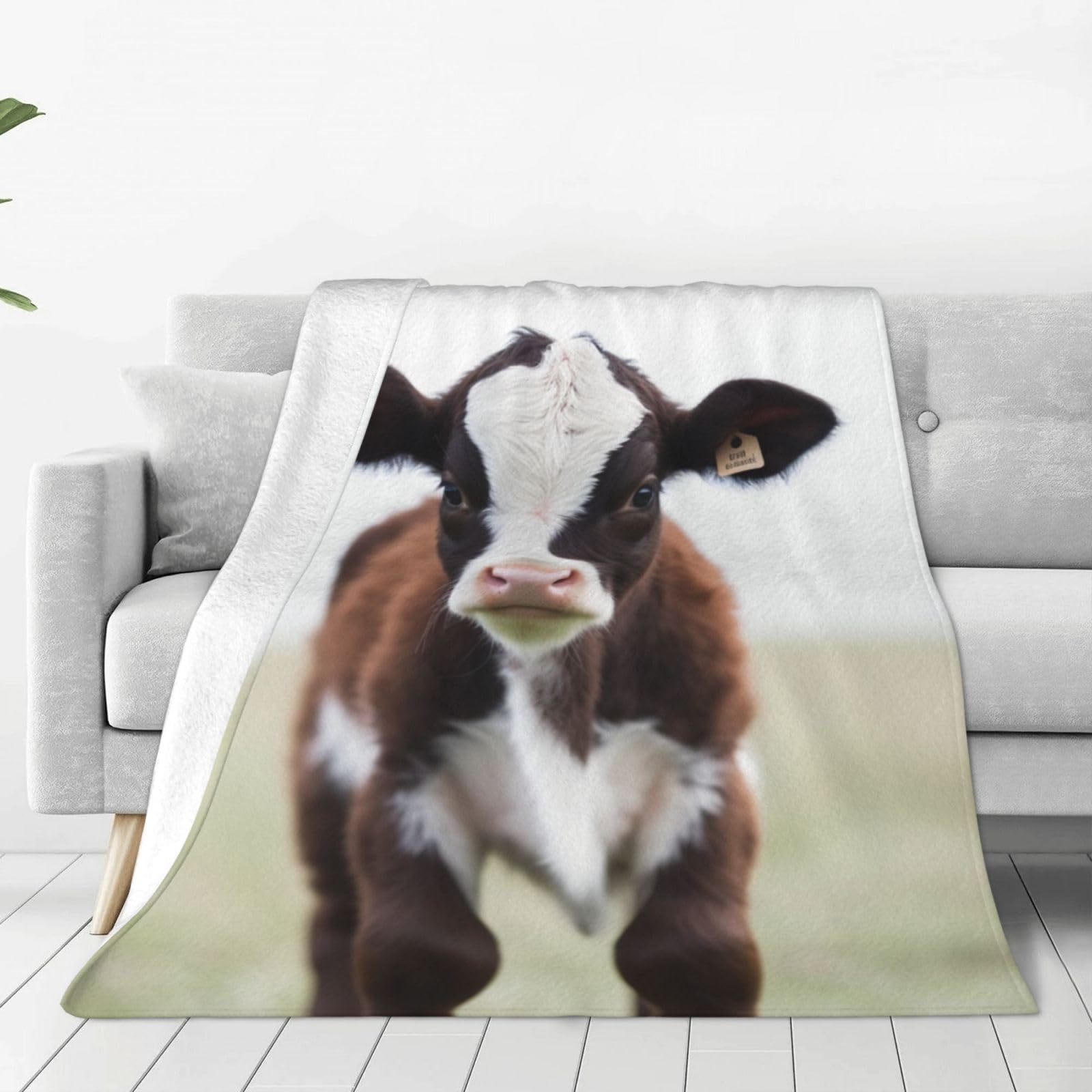 Couverture micro polaire lit et canapé avec motif vache - Grand plaid chaud pour maison et chambre