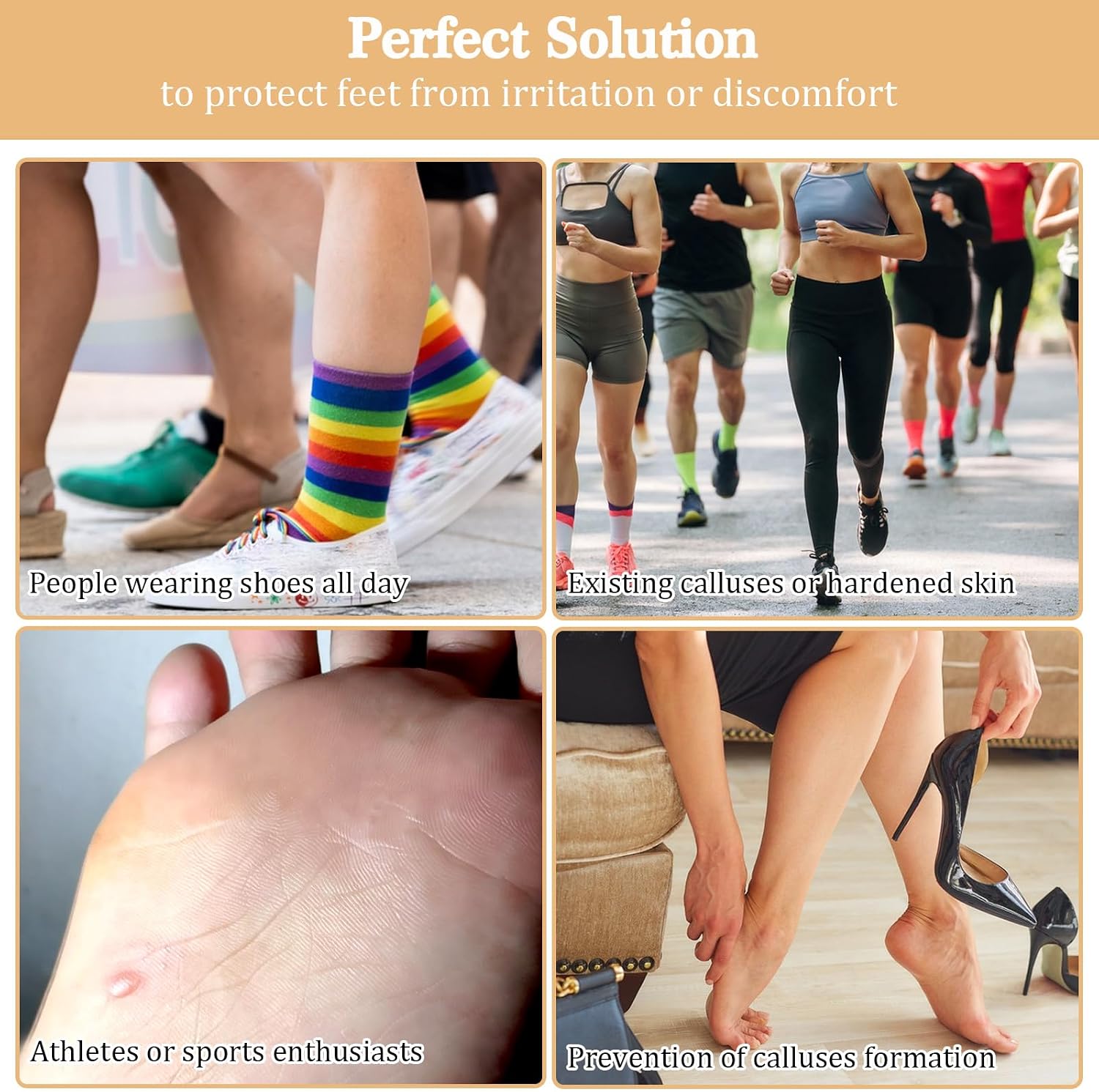 Moleskin Strips with Adhesive 40 Sheets 4 Shapes, Blister Prevention Pads for Feet & Heel, Cushioning Mole Skin Tape for Shoes, Pain Relief Padding for Rubbing Spots