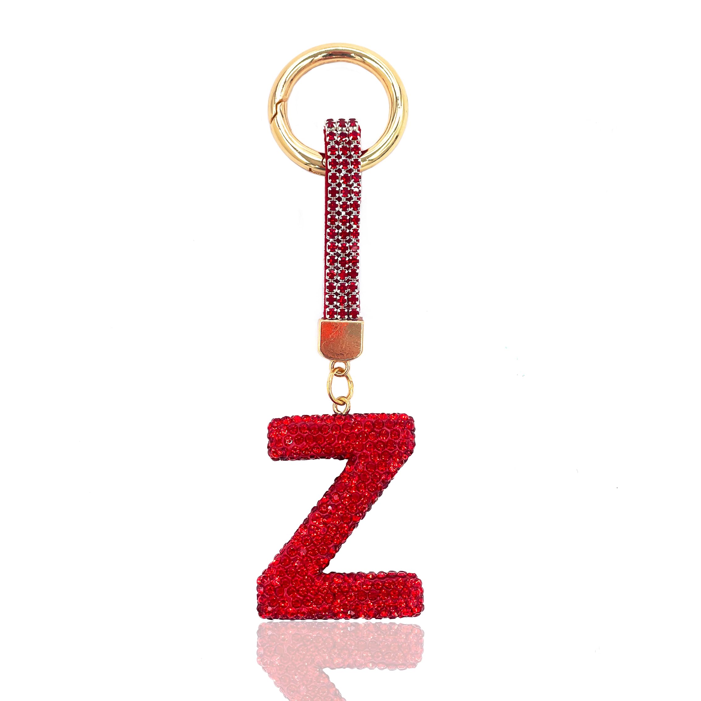 Red Initial Letter Keychain Gift for Women Girls Bling Sparkly Cute Backpack Car Key Accessories