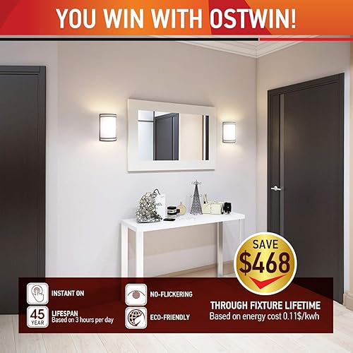 Miniatura 5 de Aplique de pared LED, lámpara de pared interior regulable para pasillo, escalera, sala de estar, bronce aceitado, 15 W (reemplazo de 100 W), 950 lm,