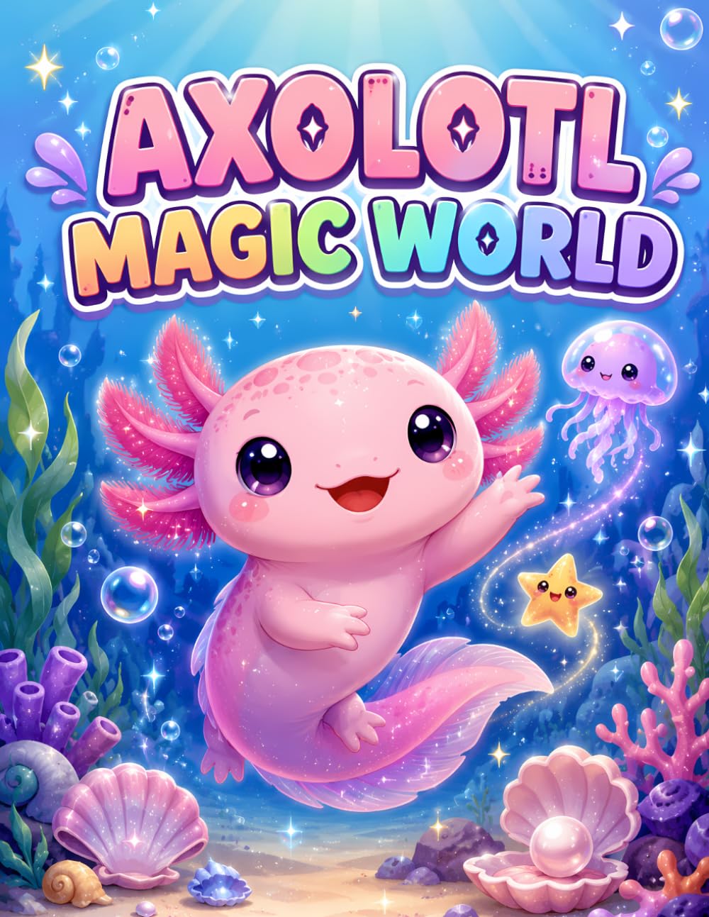 Axolotl Magic World: A Cute Coloring Book for Kids with Magical Axolotls, Ocean Adventures, Fantasy Underwater Scenes, and Fun Easy Designs