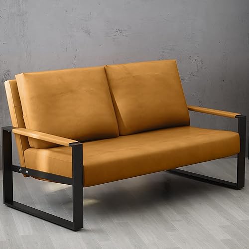 AWQM Faux Leather Couch Mid-Century Loveseat SofaUpholstered Faux Leather LoveseatSmall Loveseat for Small SpacesSmall Couch for BedroomOfficeLiving