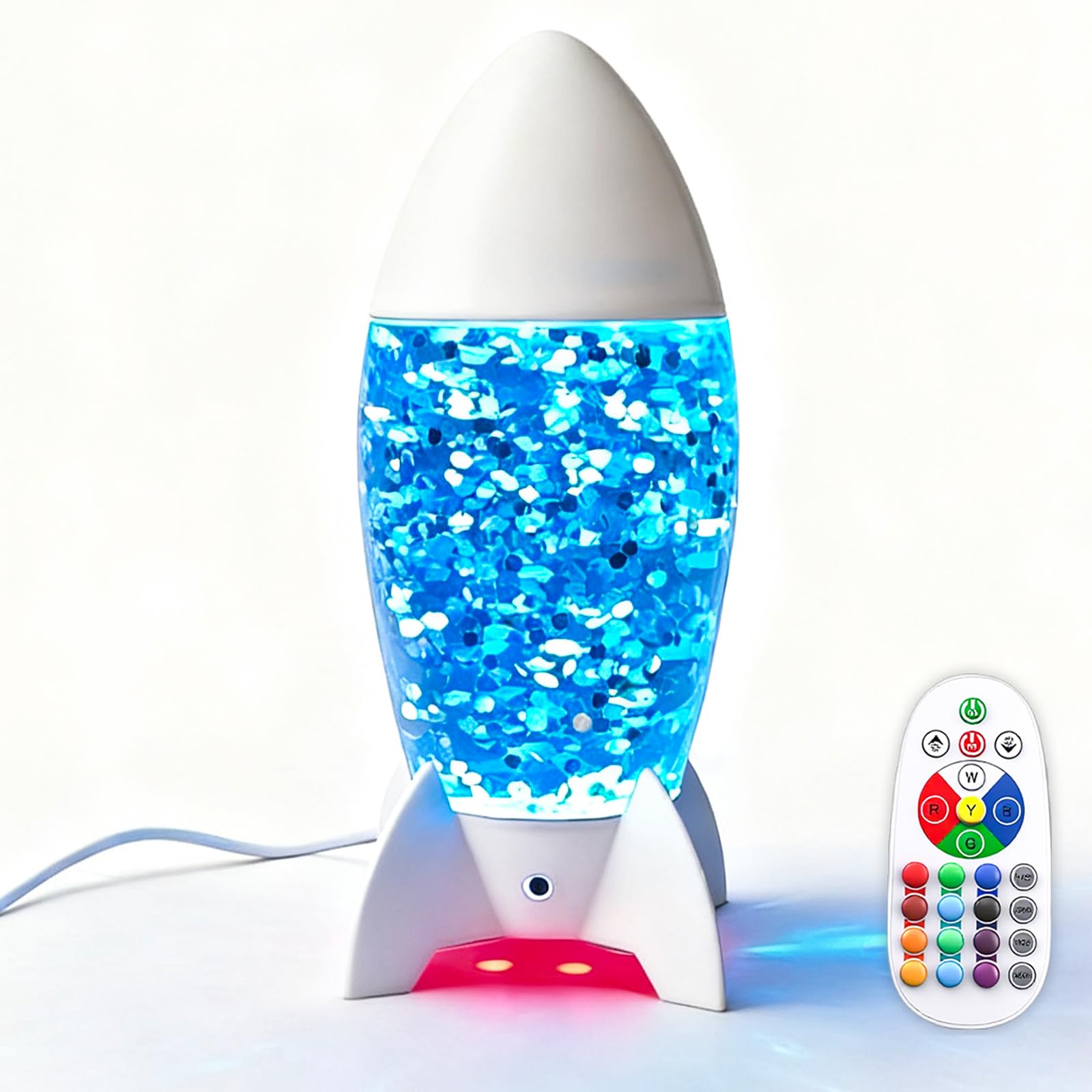GANBIPU Glitter Lamp, 16 Colors 4 Modes, Rocket Shape, Red Base Light, Bedroom Decor