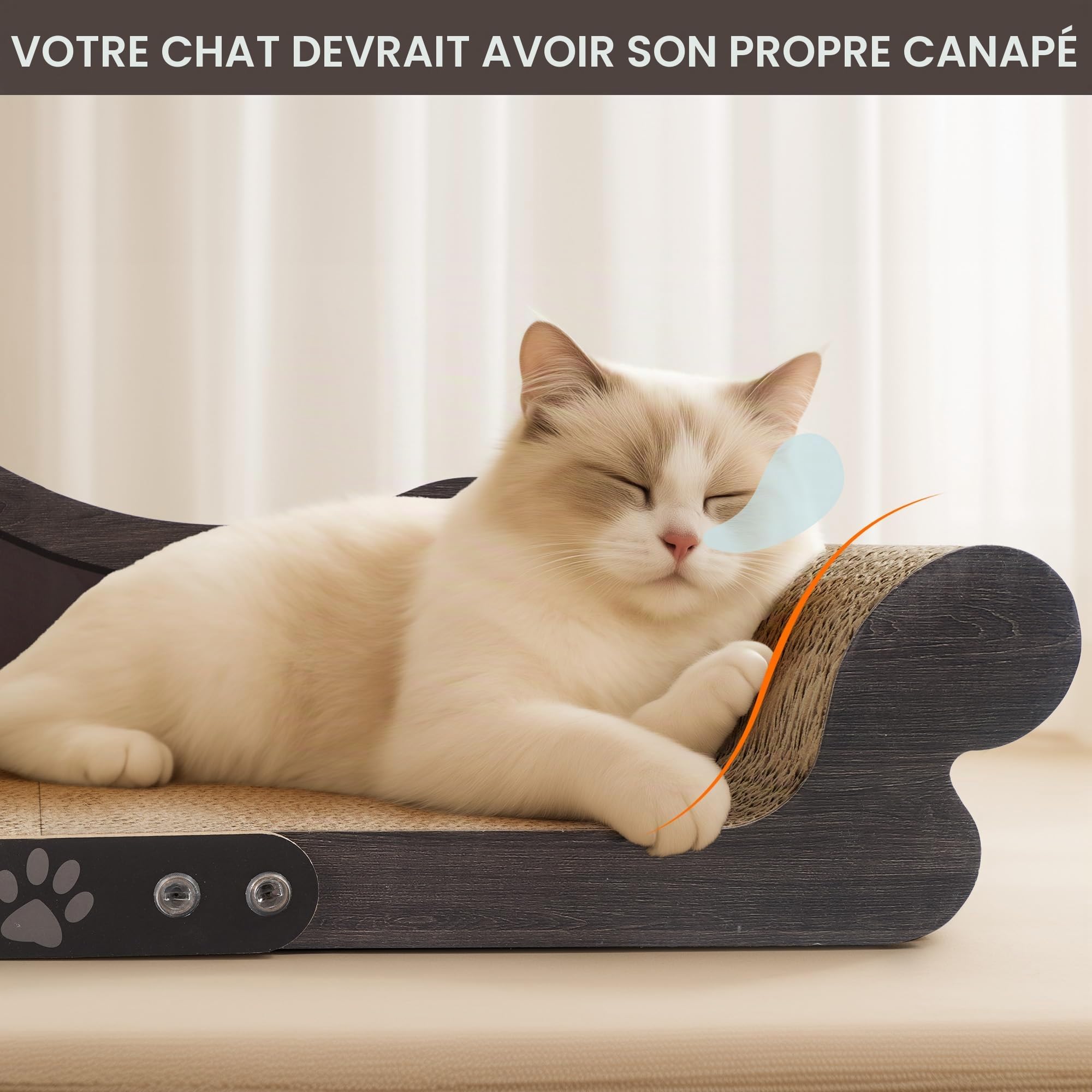 Griffoir pour Chat XXL - Grattoir Chat 68cm Design Canapé - Carton Ondulé Renforcé - pour Lit Chats et Salon