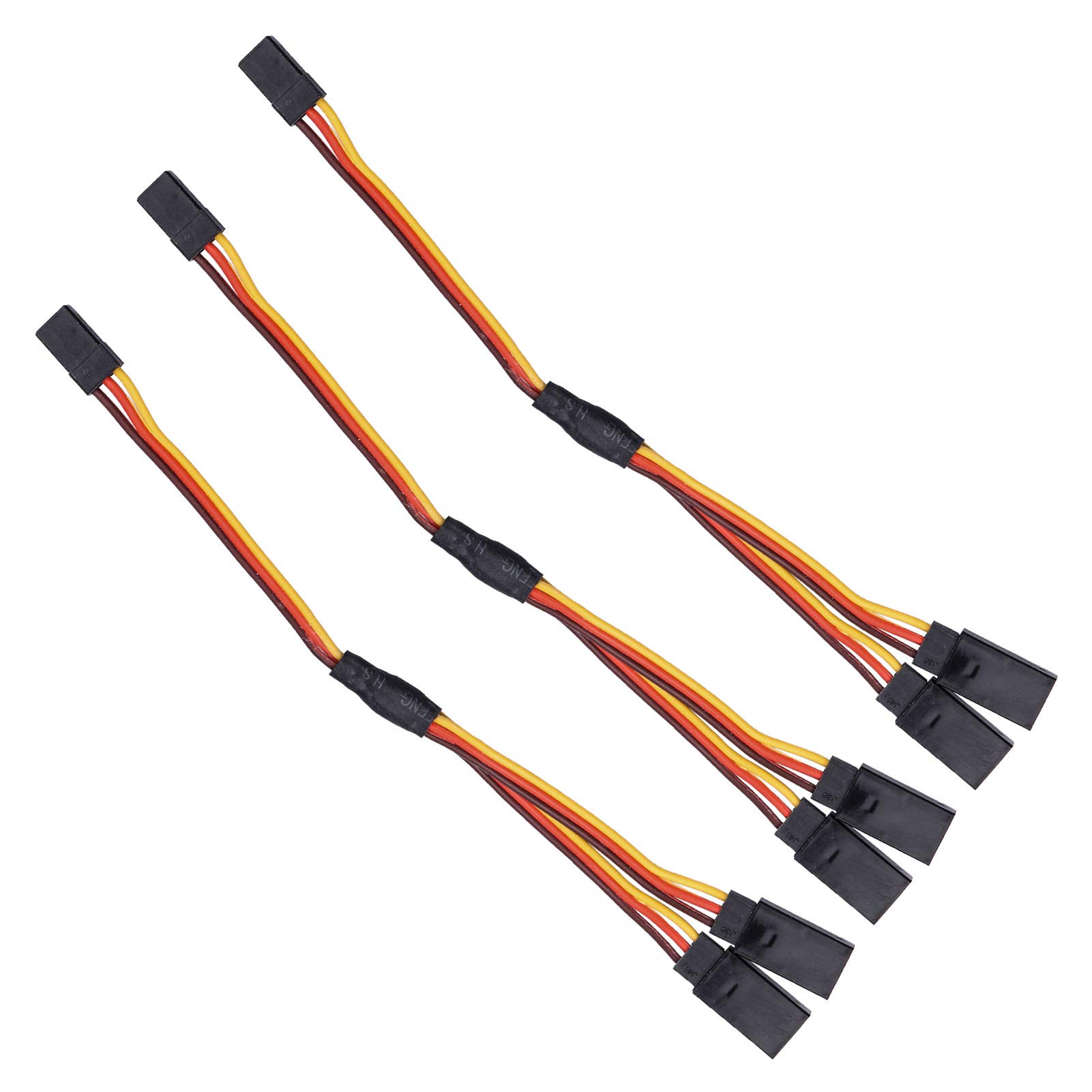 JR Y-Harness Connector, 1 Male to 2 Female JR Y Splitter 150mm Servo Extension Wire for RC Car, Plane, Helicopter Drone (3-Pack)