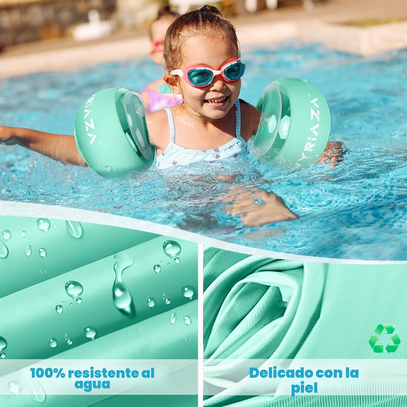 LOOWARTS Manguitos Piscina Inflable para niños，2 Pcs Manguitos Bebe Bandas de Brazo flotantes enrollables,Adecuado para niños de 1 a 6 años y Que pesen Entre 5 y 25 kg.