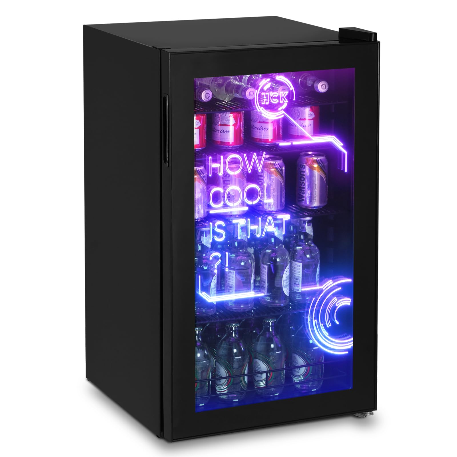 HCK 冷蔵庫 小型 92L ドリンク用 LEDネオン Amazon | HCK 冷蔵庫 小型 92L ドリンク用 スムージー作り LED