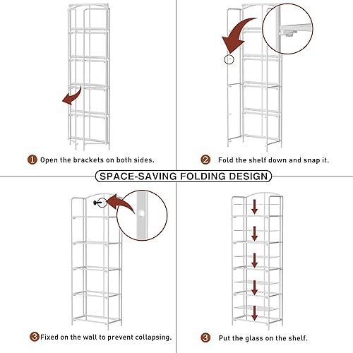 Miniatura 129 de Crofy - Estantería plegable sin montaje para sala de estar, estante plegable blanco de 5 niveles para oficina en casa, organizador de almacenamiento