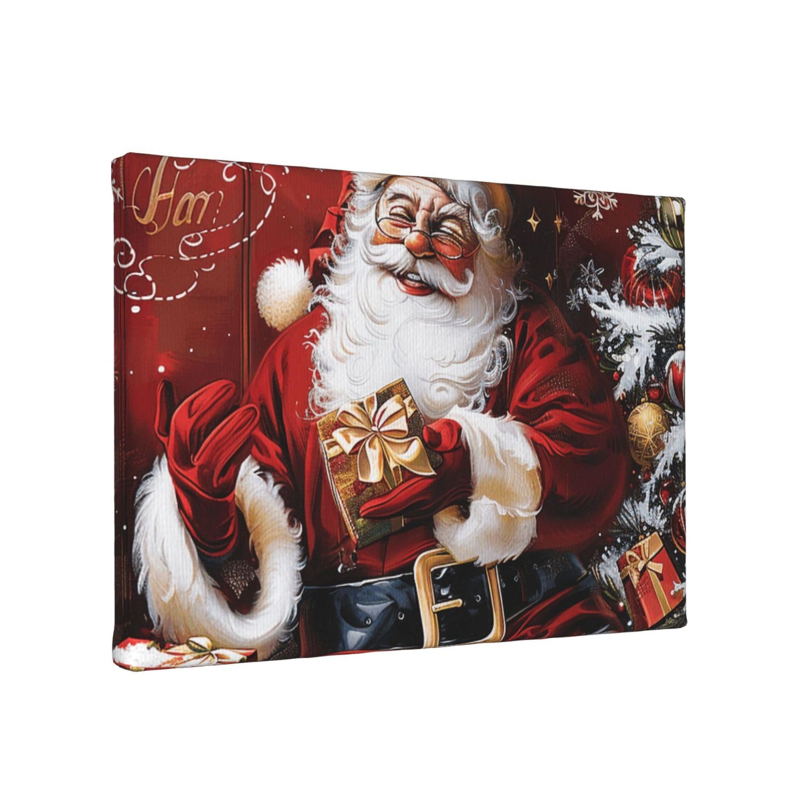 YKLJG Santa Claus Xmas Gifts Printed Wall Art Canvas Painting 30x20 CM Wooden Framed Picture Painting Artwork Prints for Bedroom Kitchen Home Office Decor