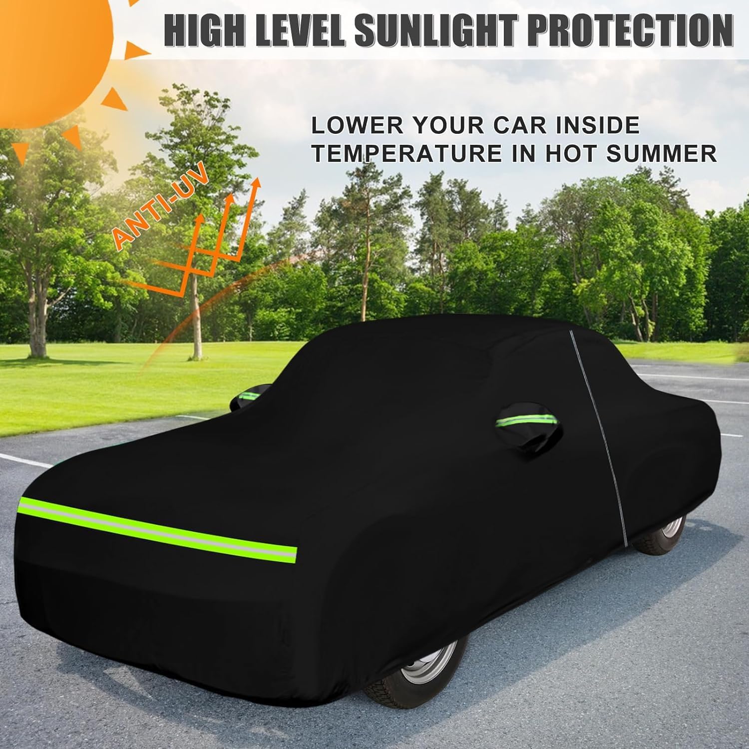 SAPUBK Waterproof Car Cover Compatible with 1960-1974 Ford Galaxie 500/XL/Starliner/Fairlane Sedan/Coupe/Hardtop, All Weather Classic Car Covers with Inner Cotton&Zipper Door for Snow Rain Protection