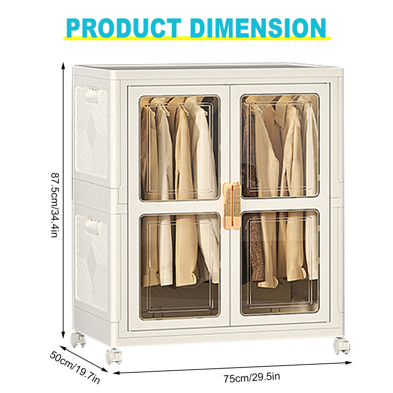 Armadio Pieghevole Portatile Con Ante Magnetiche E Organizer For Vestiti