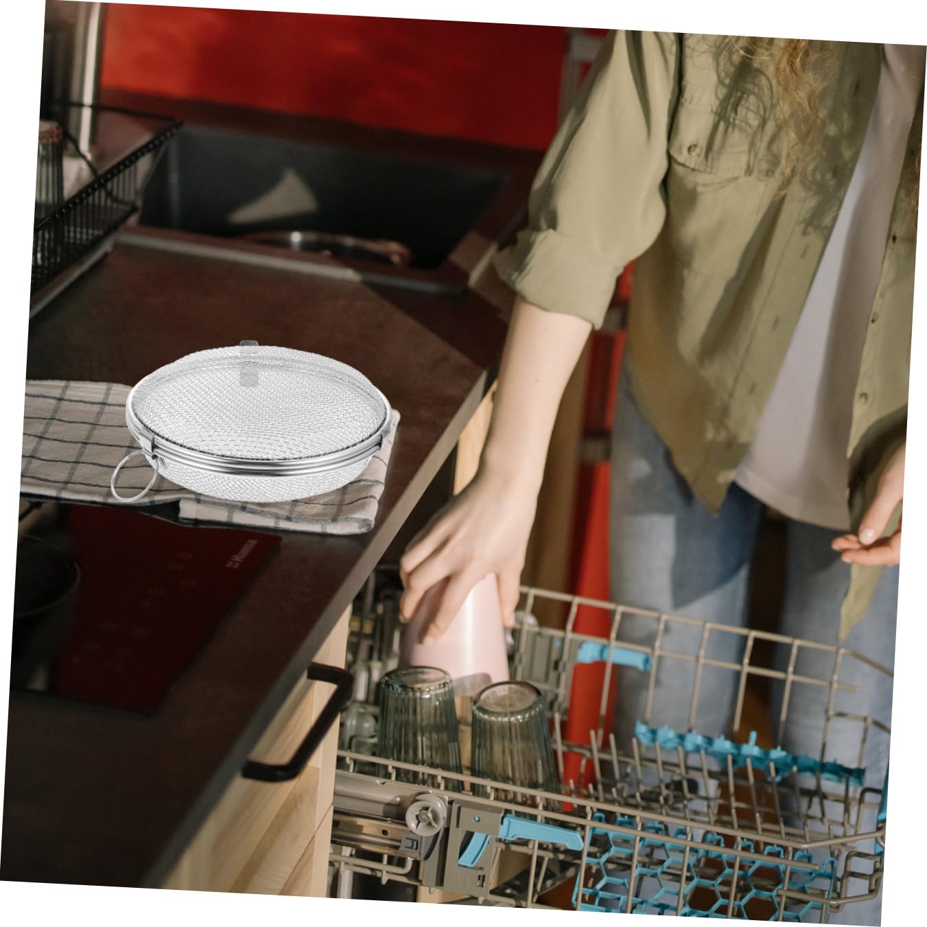 Cesta de Acero Inoxidable para Lavavajillas, Almacenamiento de Utensilios | Plata, Resistente a Alta Temperatura Drenaje de Agua, Accesorio de Cocina para Tenedores y Cuchillos Estilo Aleatorio