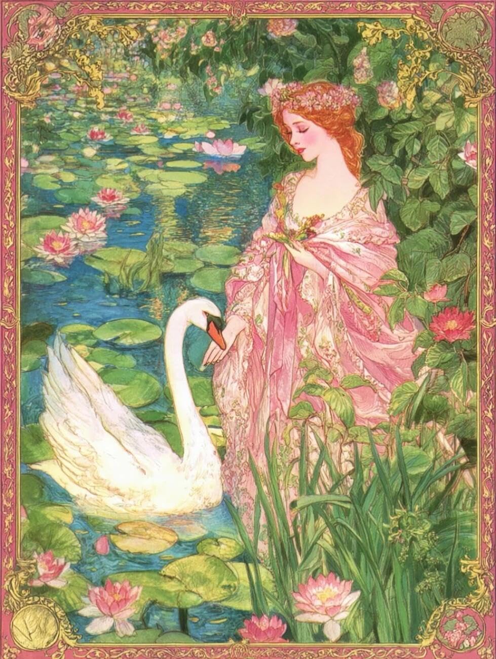 Henypt Cross Stitch Kits Woman and Swan Animal DIY Embroidery Kit for Adults Beginners with Accessories Home & Leisure/Gifts 14CT 80x100cm