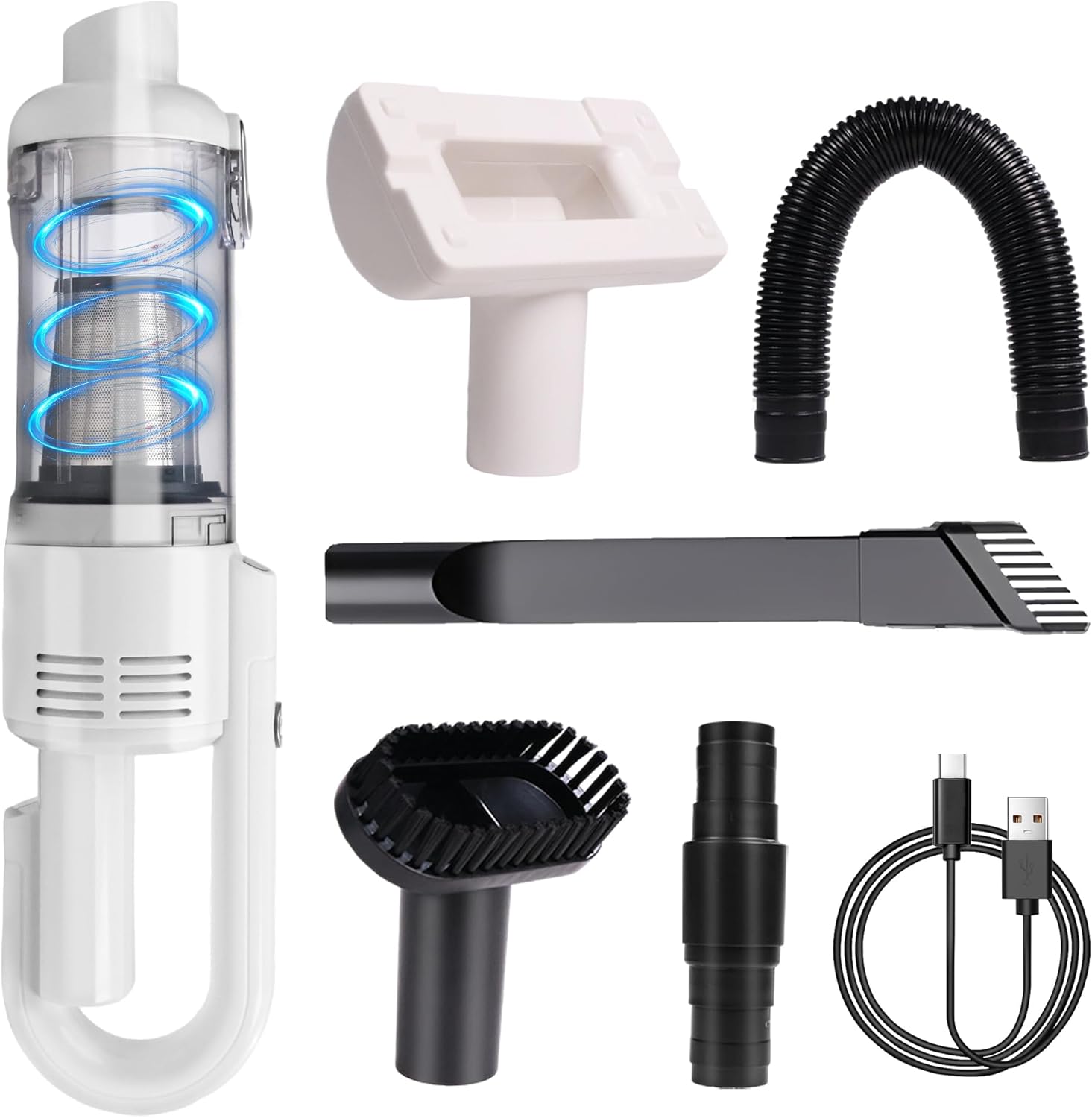 Handheld Vacuum Cordless Rechargeable – Mini Vac for Pet Hair | Car Vacuum Cleaner High Power Portable Vacuum with 12000 Pa | Car Detailing Vacume with LED Light for Home Office Cleaning