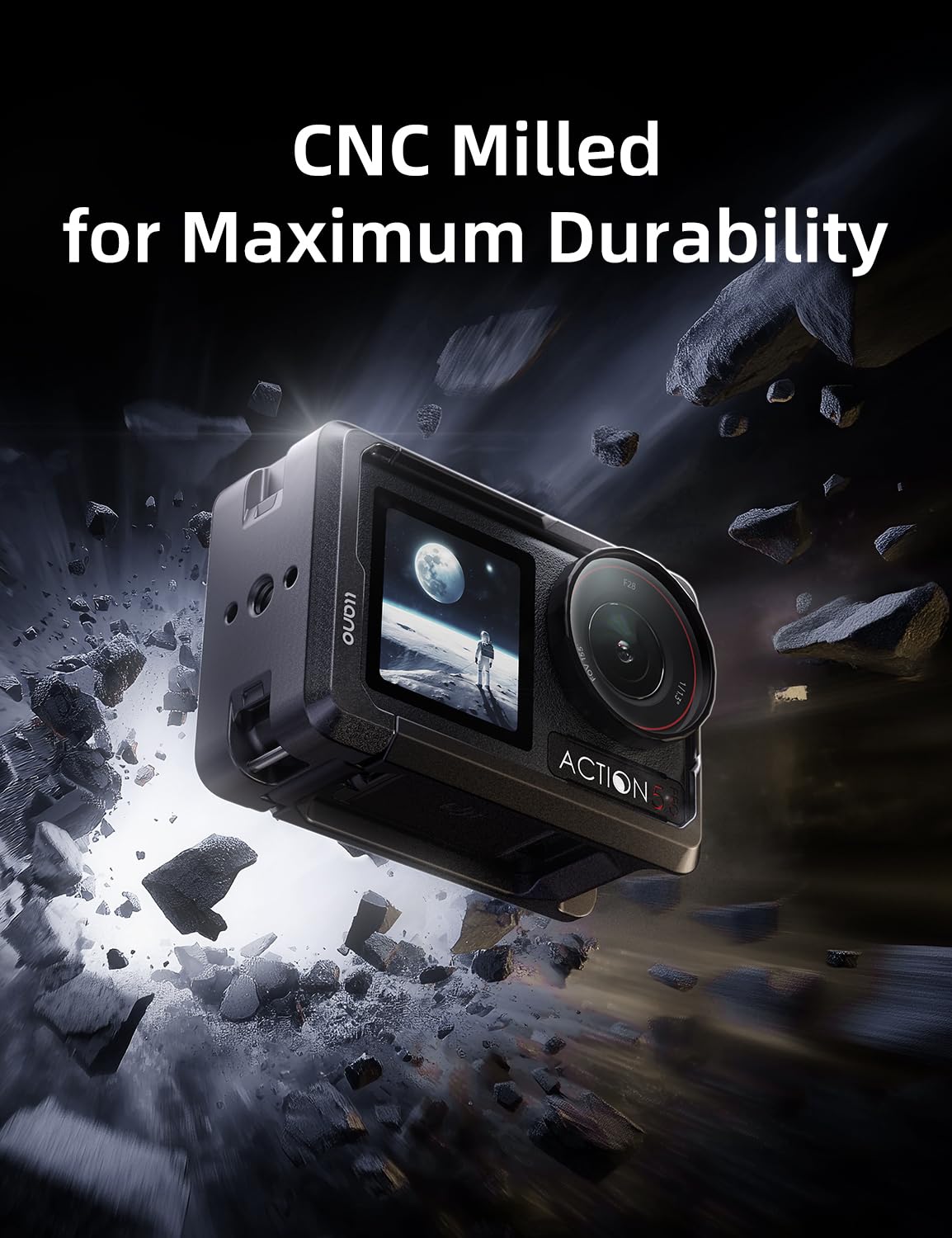 llano Action Kamerakäfig für DJI Osmo Action 5 Pro/Action 4/Action 3, CNC-Aluminium Schutzrahmen, kompatibel mit DJI Mic & Magnetbasis, Blitzschuh + 1/4"-20 Befestigungen, Ultraleicht 57 g