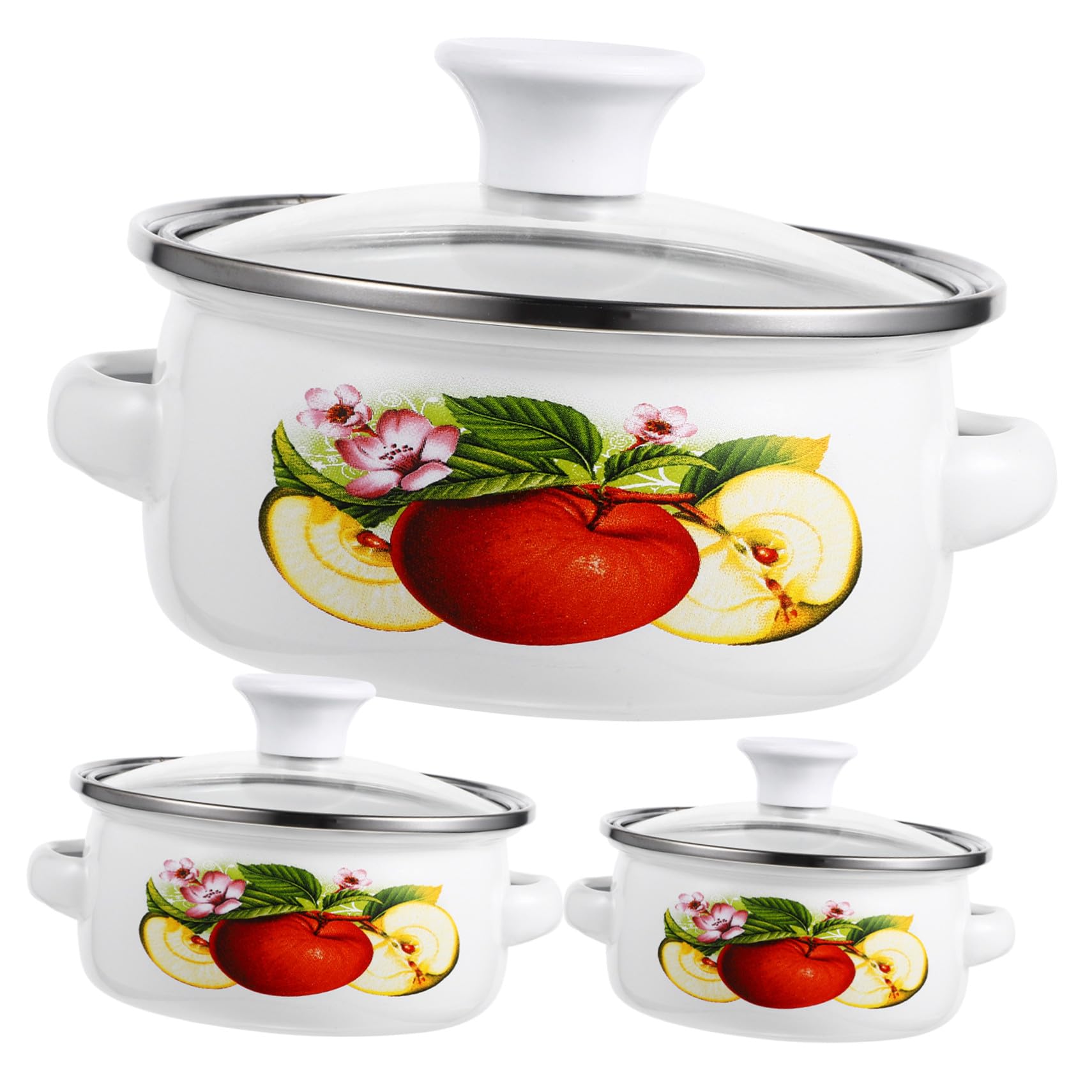 Casserole en émail à fond plat GALPADA cuisine bouillir lait soupe 3 pièces