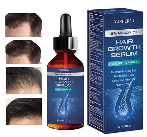 Suero para el crecimiento del cabello, 5% de minoxidil, con biotina y glicerina, para barba de hombres y mujeres, tratamiento anti pérdida de