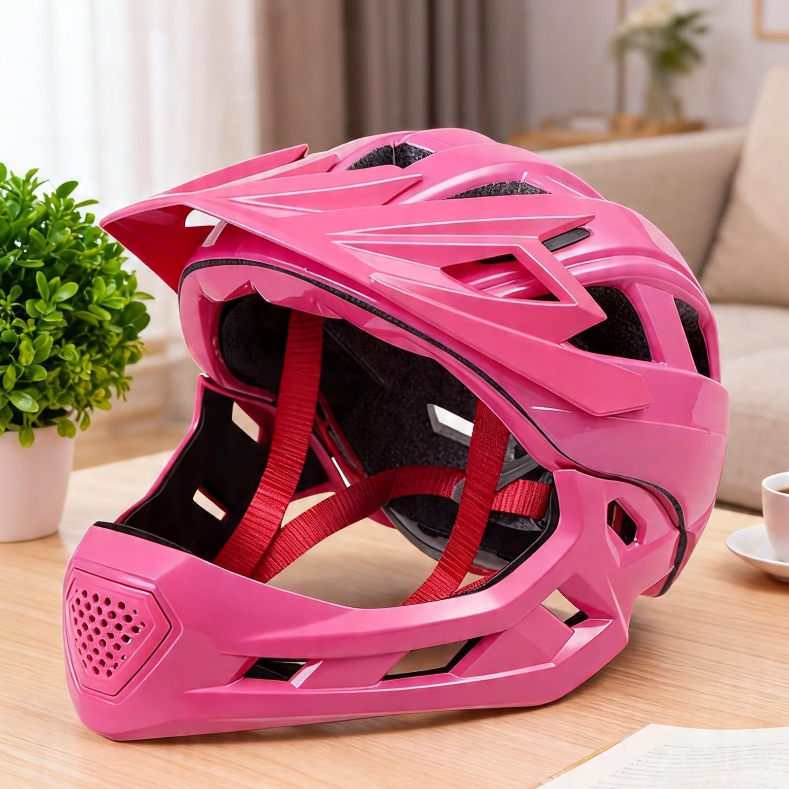 Kinder Integralhelm mit abnehmbarem Kinnschutz | Mountainbike- Und Straßenradfahrradhelm für Mädchen beim Sport und Radfahren Skateboarden Inlineskaten Rollerfahren und
