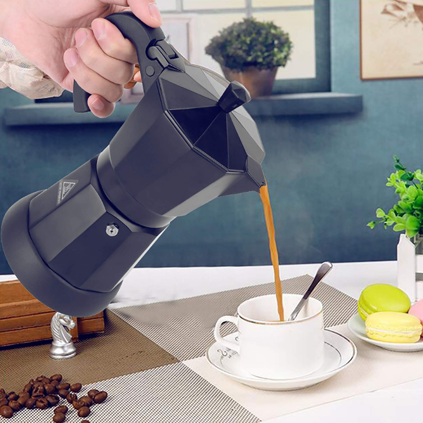 Futchoy 300ml cafetière électrique alu Espresso Cooker Mocha Espresso pot avec fond séparé
