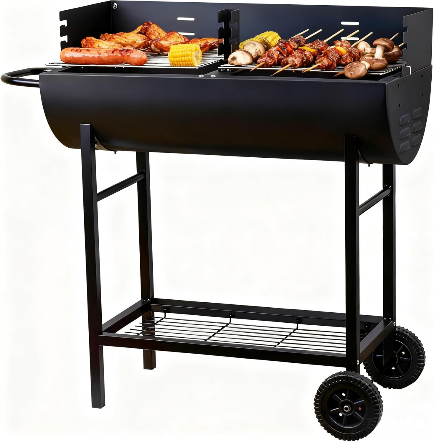 Bucket charcoal grill, portable large charcoal grill, suitable for outdoor barbecues: parties, picnics, camping (DYT uncovered)