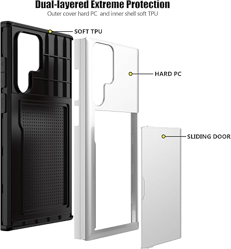Miniatura 3 de Nvollnoe Funda protectora para Samsung S23 Ultra con tarjetero 5G de 6.8 pulgadas, delgada, de doble capa, resistente, funda protectora para Galaxy
