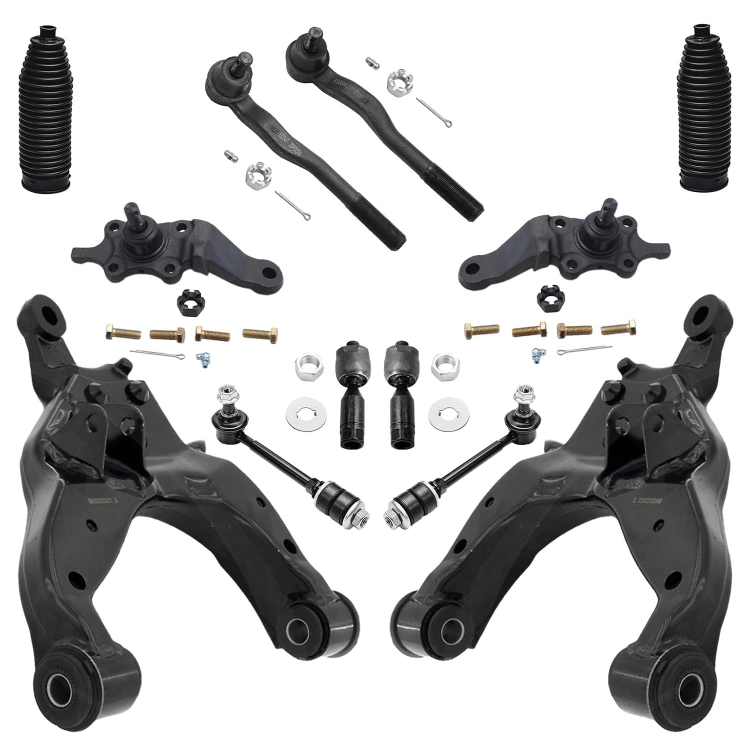 Detroit Axle - 12pc Front End Kit for Toyota 1996-2002 4Runner, 2 Lower Control Arms 2 Sway Bars 4 Outer Inner Tie Rods 2 Lower Ball Joints 2 Boots 1997 19998 1999 2000 2001 Replacement