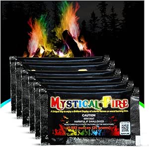 Mystical Fire Color Changing Packets Fire Pits Campfire Long-Lasting Enchanted Multi-Color Magical Family Fun for Indoor Fireplace or Outdoor Use (Modern, 6, Count)