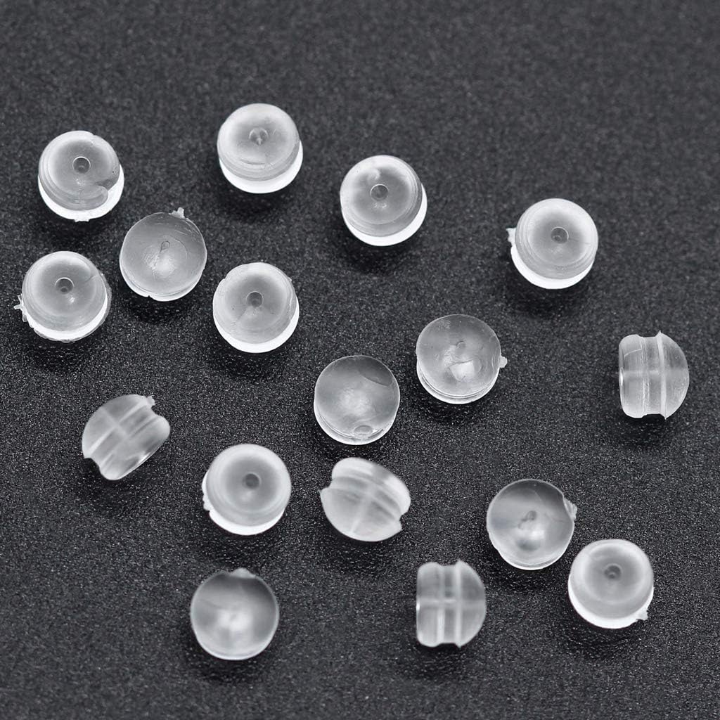 Konooy 20pcs Clear Silicone Earring Backs Safety Hypoallergenic Rubber