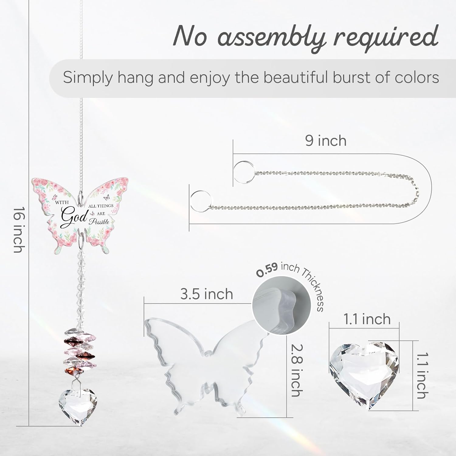 Christian Gifts for Women, Religious Gifts for Women, Pink Butterfly Gifts for Women, Birthday Inspirational Religious Gifts for Mom Friends Sisters, Hanging Butterfly Crystal Suncatcher Ornament - Image 7