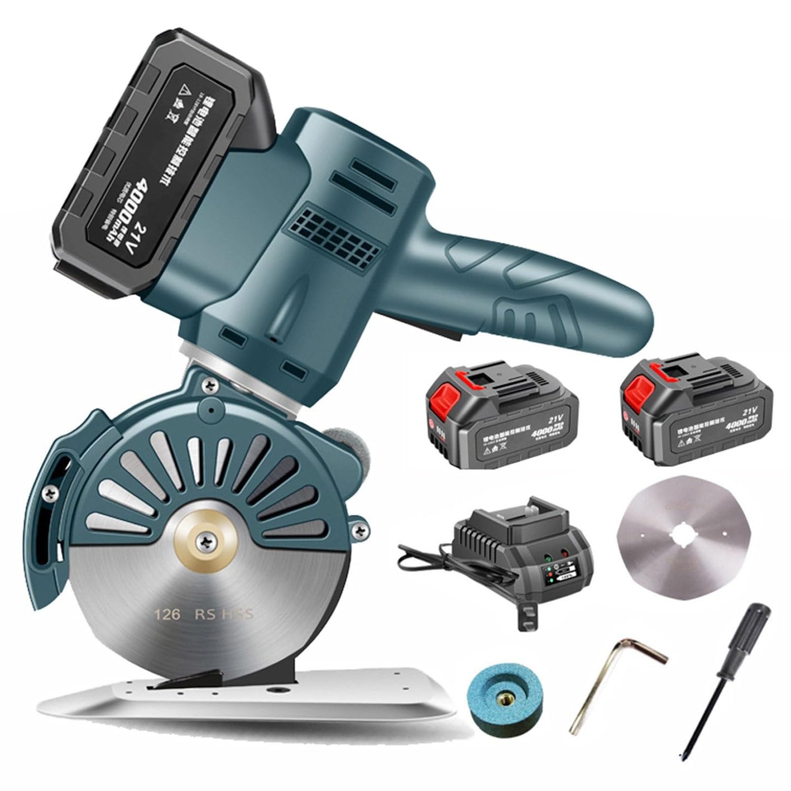 FHRKA Electric Rotary Fabric Machine,35mm/45mm Handheld Cordless Cloth Cutting Machine with 2 Batteries - Automatic Sharpening (35mm Thickness 4000mah)
