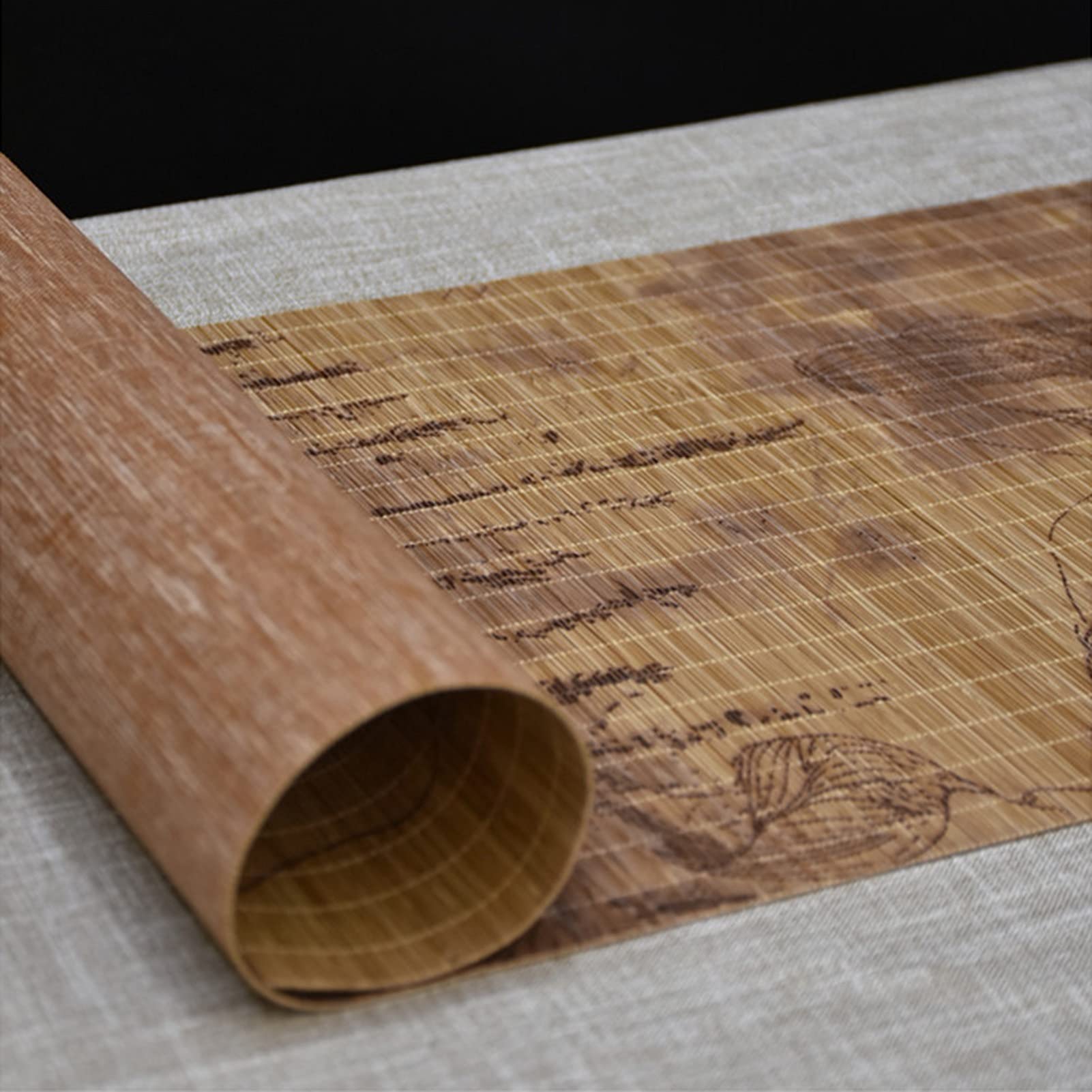 Chemin de Table en Bambou Naturel, Napperons/sous-Verres rétro en Bambou, Cadeaux Uniques for Mariage/Bonne Nouvelle Maison/dîners(12" x 98" (30cm x 250cm))