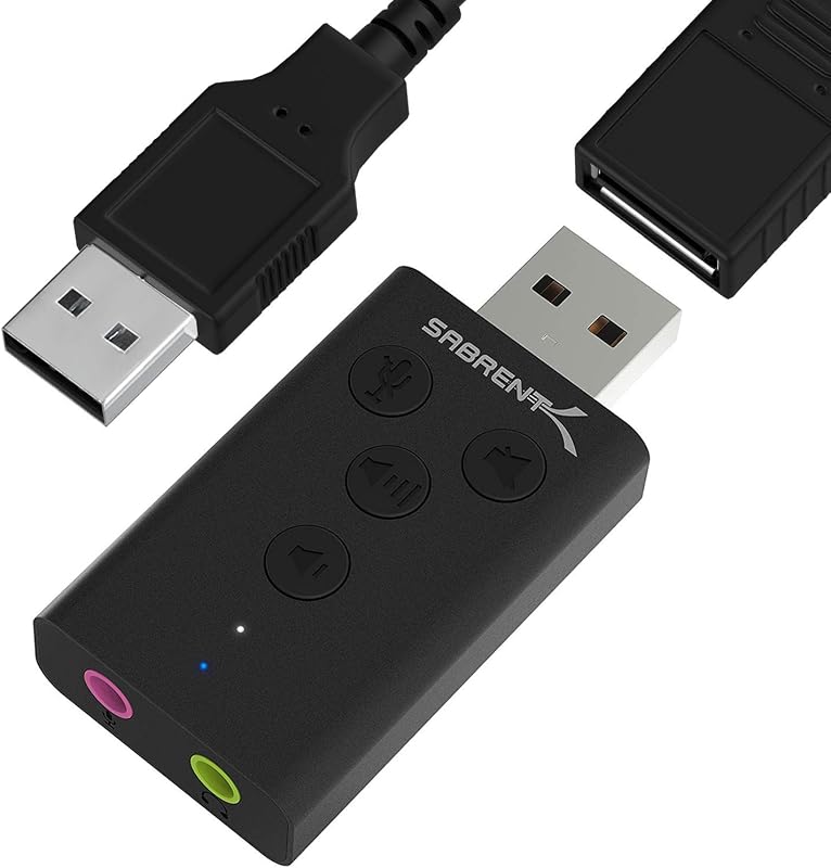 SABRENT Aluminum USB External 3D Stereo Sound Adapter for Windows and Mac. Plug and Play No Drivers Needed. [Black] (AU-DDAB)