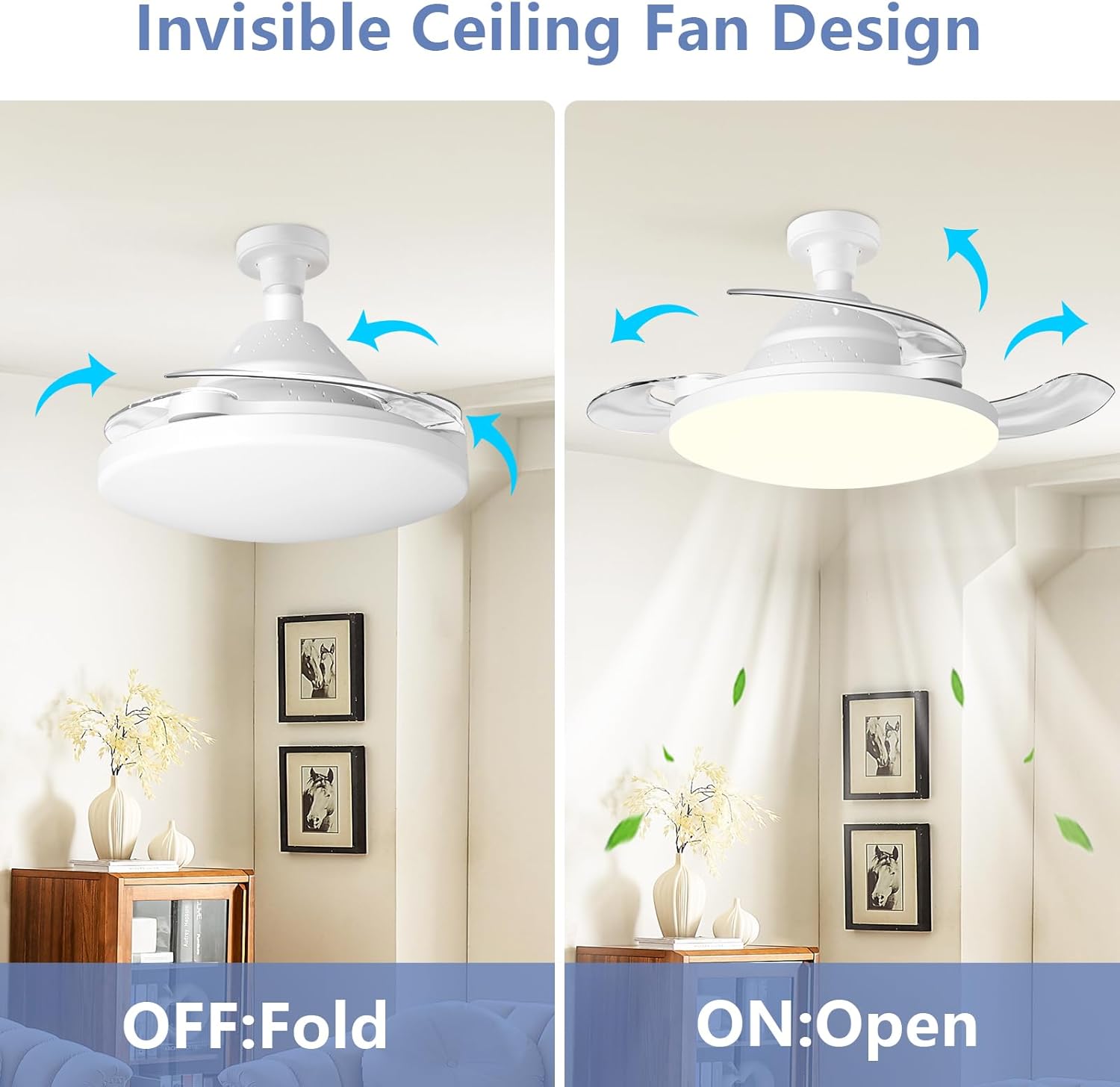 Socket fan light with remote,22.5Inch Ceiling Fans with Lights and Remote,Low Profile Flush Mount Ceiling Fans,3000-6500K Dimmable and Timer Setting,LED ceiling fan for Bedroom Living Room Kitchen