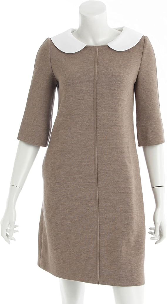 Amazon Co Jp フォクシー 白襟 ニットワンピース ベージュ ファッション