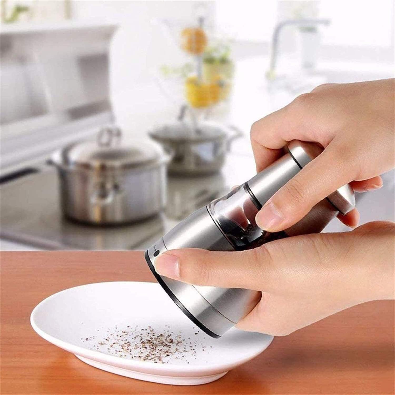 Salt and Pepper Grinder Set Pepper Grinder Refill Pepper Grinder Salt and Pepper Grinder,2 in 1 Manual Stainless Steel Salt Pepper Mill Shakers Refillable with Adjustable Coarseness