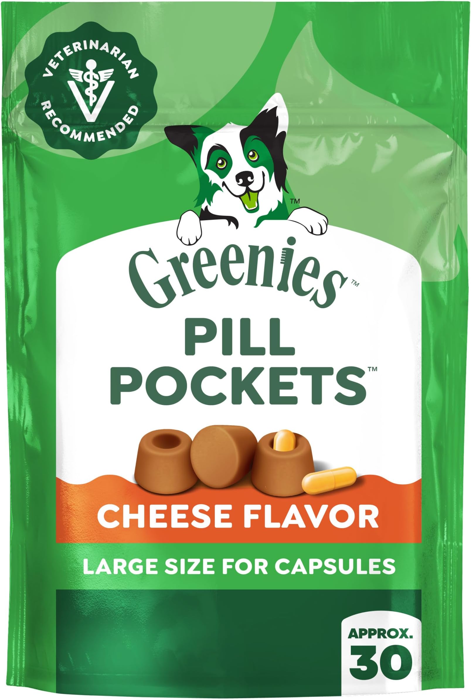 Greenies Pill Pockets for Dogs Large Size, Dog Treat Pouch for Capsule Medication, Cheese Flavor, 7.9 oz. Pouch
