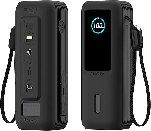 Anker - Funda de silicona para portátil Anker Power Bank (25,000 mAh, 165 W), agujero de tuerca de 14 pulgadas, almacenamiento de tarjeta SDSIM,