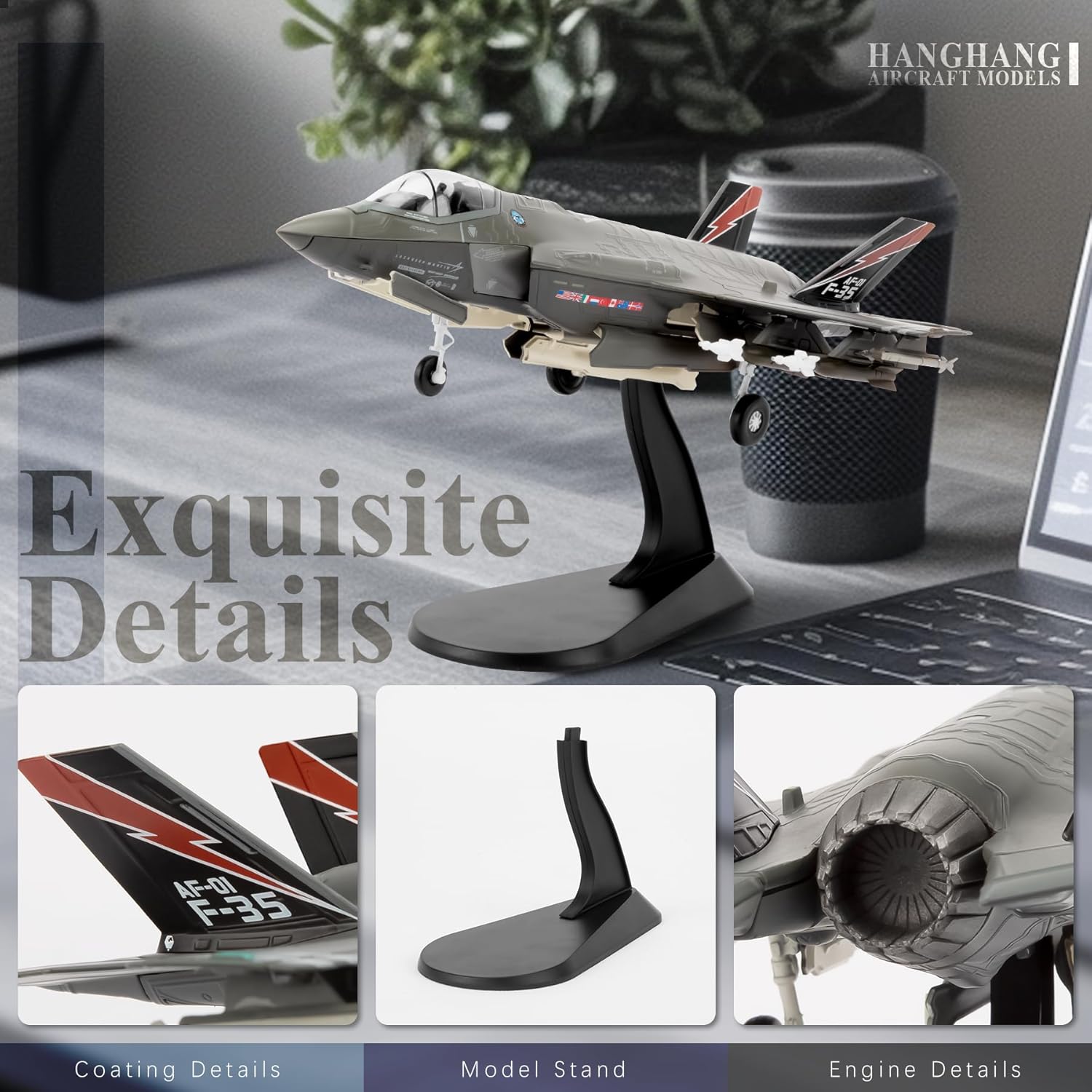 HANGHANG 1/72 Military Model Plane F35I Beasts Alloy Fighter Plane Model Model Airplane for Collections and Displays