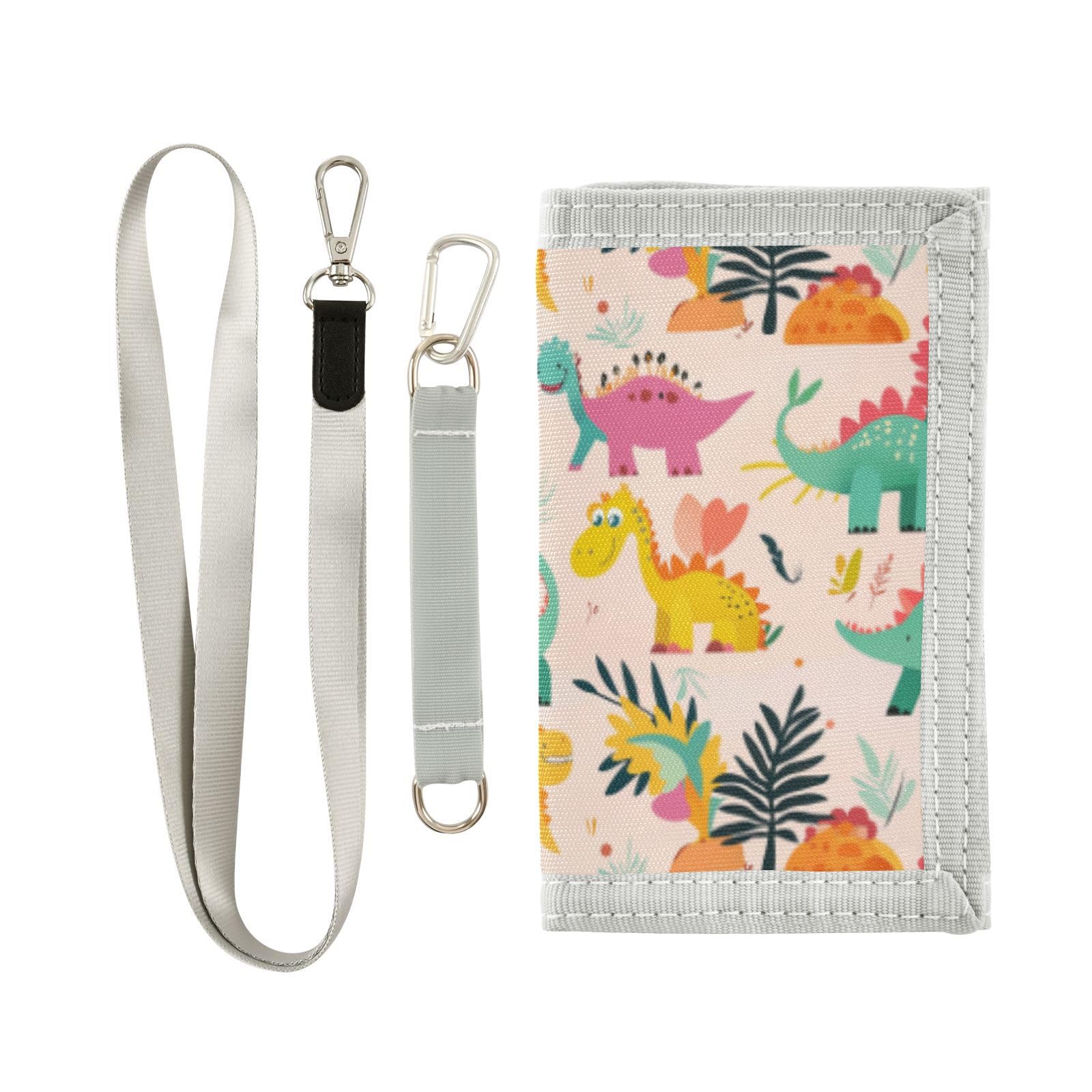 Wusikd Dinosaurs Kids Wallet for Boys Girls Fun Colored Toddler Trifold Wallet Novelty Wallet for Teens Women Men