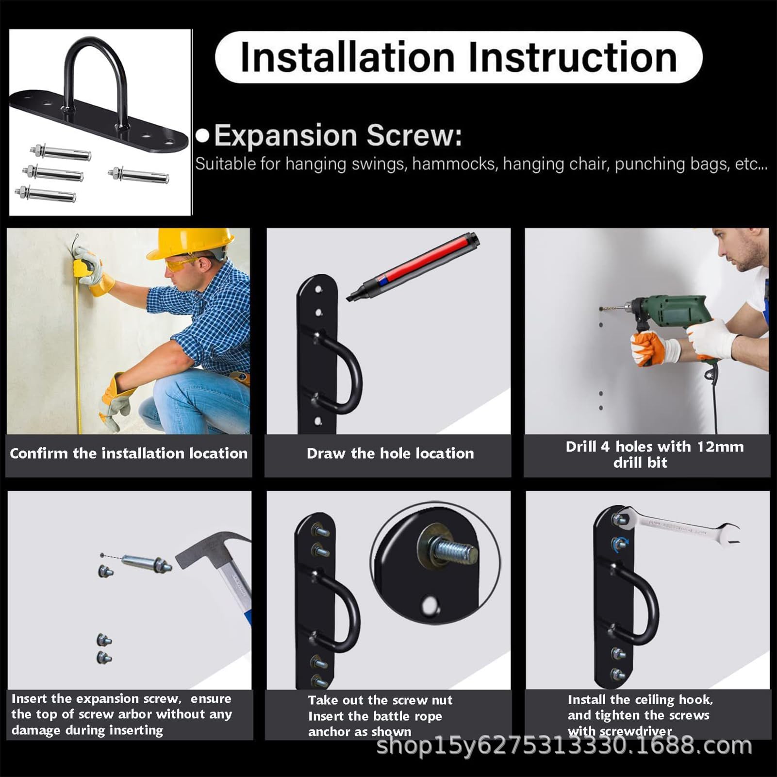 Scaffale portaoggetti per corde da combattimento, supporto da parete per | corda da combattimento, robusto gancio per corda da combattimento, nero, per riporre fitness per anelli da