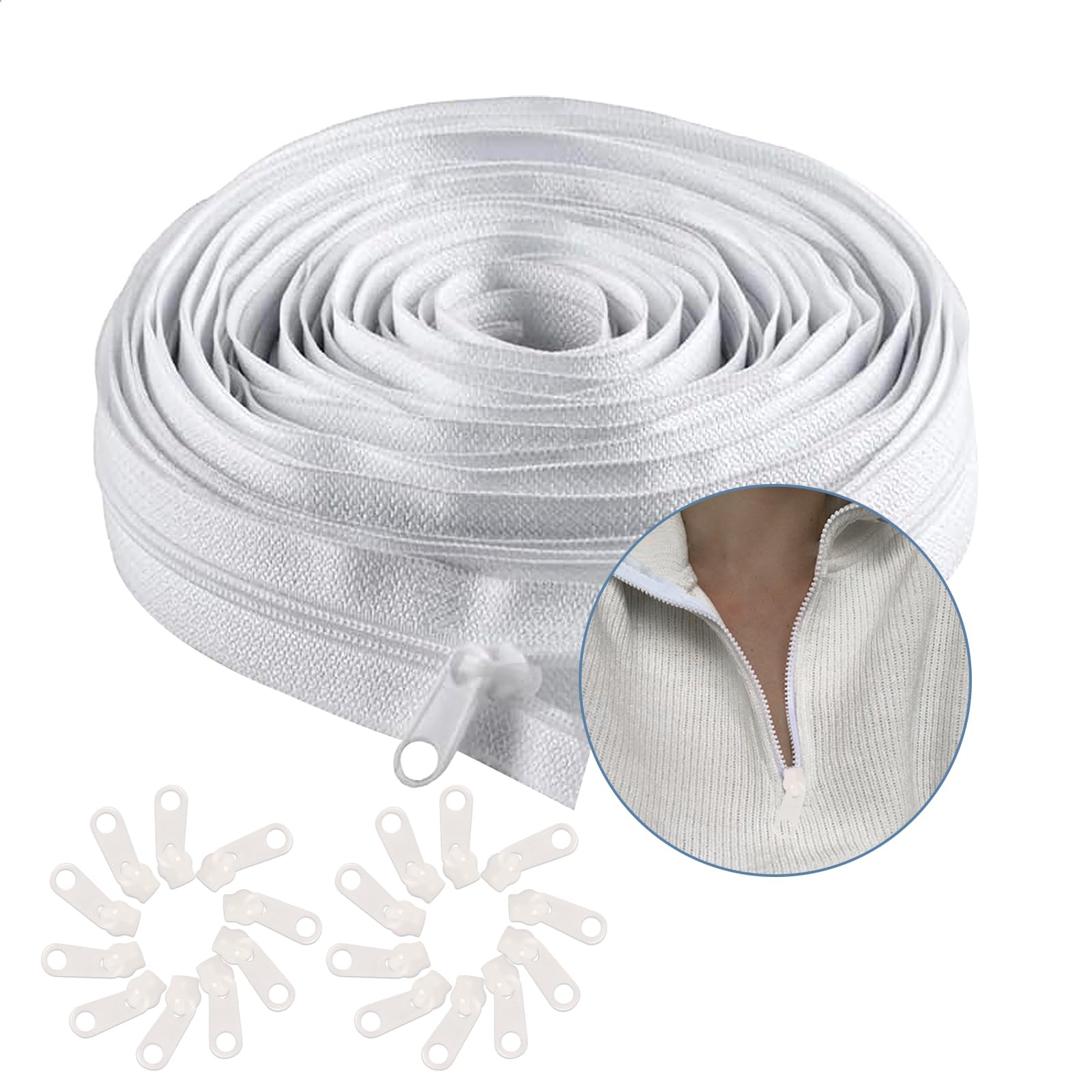 Cerniera Continua Infinita In Nylon #5 - 20 Metri + 30 Cursori - Larghezza 3 Cm, Colore Nero - Per Abbigliamento, Borse, Biancheria